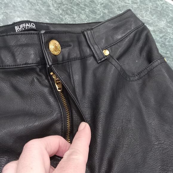 Buffalo David Bitton Women's Ankle Zip Mid Rise Skinny Faux Leather Pants 28 EUC - Picture 6 of 12